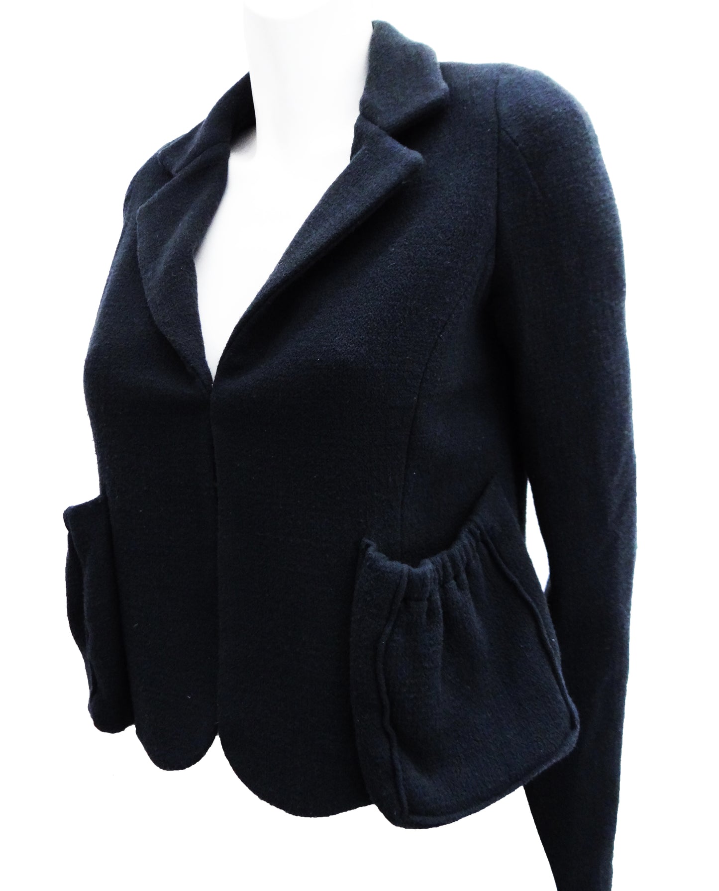 Aquascutum Cropped Wool Jacket with Gathered Pockets, UK8-10