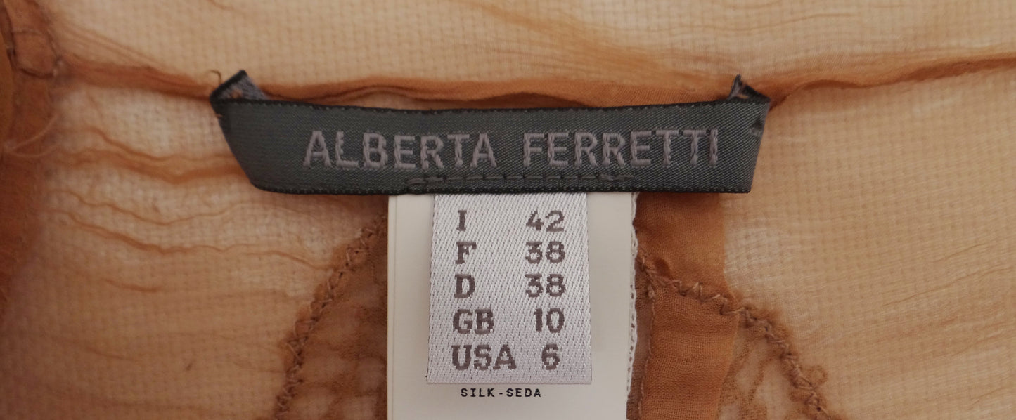 Alberta Ferretti Sheer Flesh Coloured Lace Blouse UK10