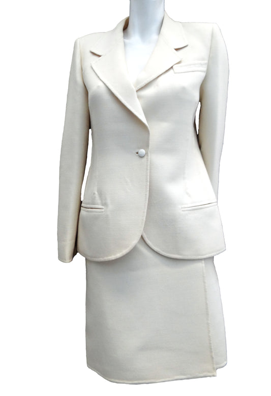 Vintage Mila Schön Cream Wool Skirt Suit, UK10