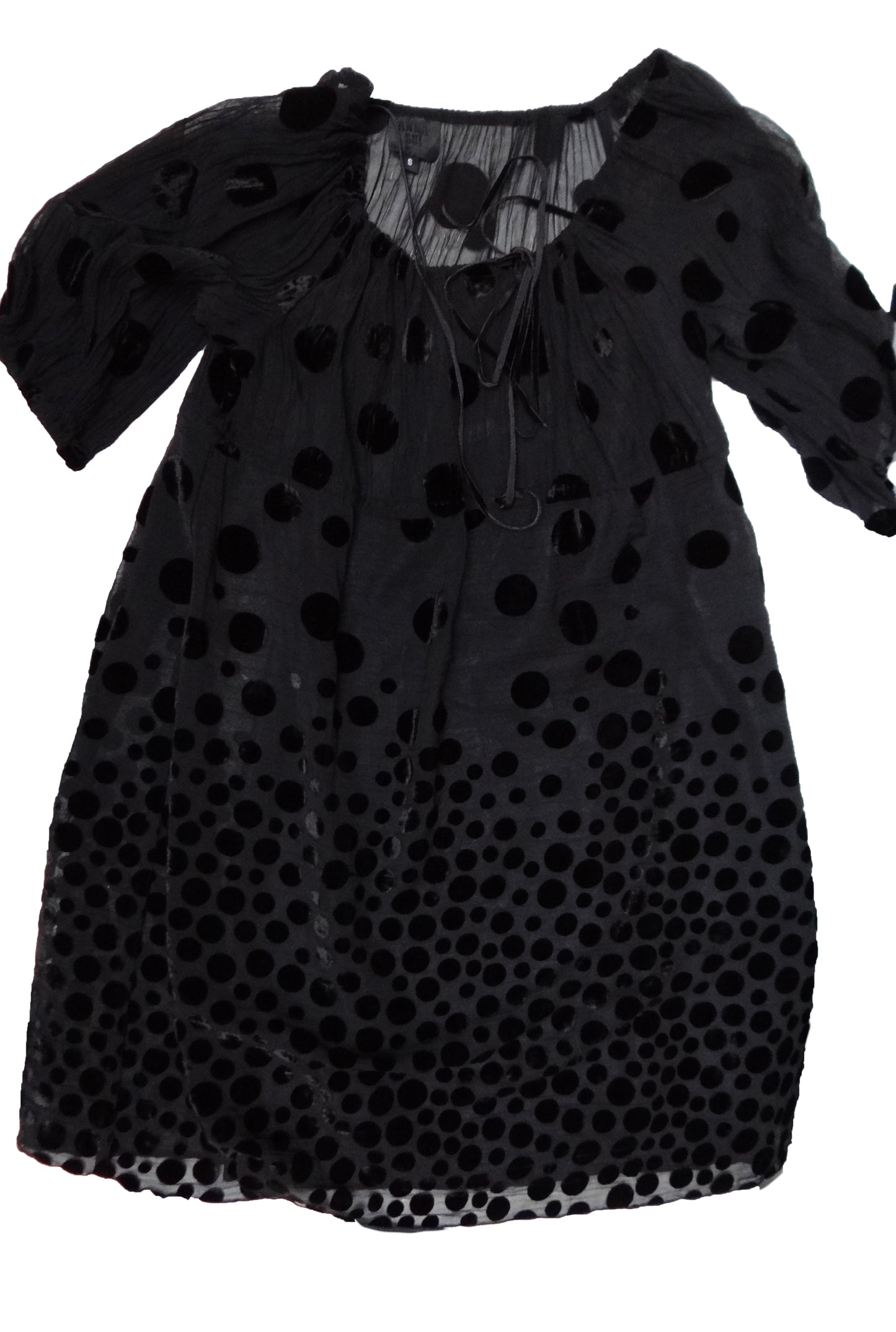 Anna Sui Smock Dress in Black Velvet Devore, UK 10