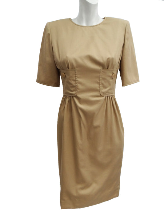 Vintage Valentino Boutique Camel Dress with Pocket Detail, UK10