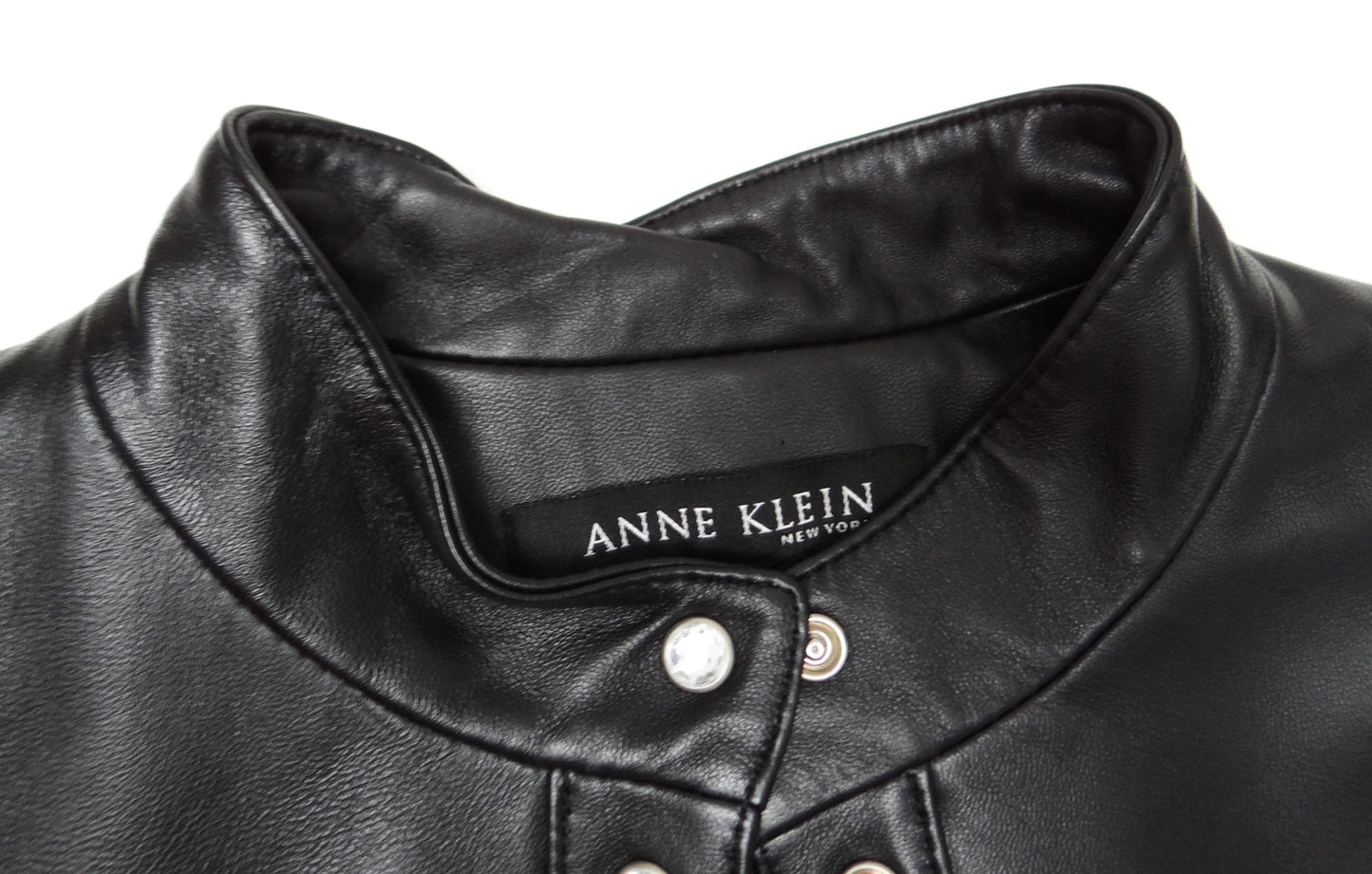 Anne Klein Black Leather Jacket, UK10-12