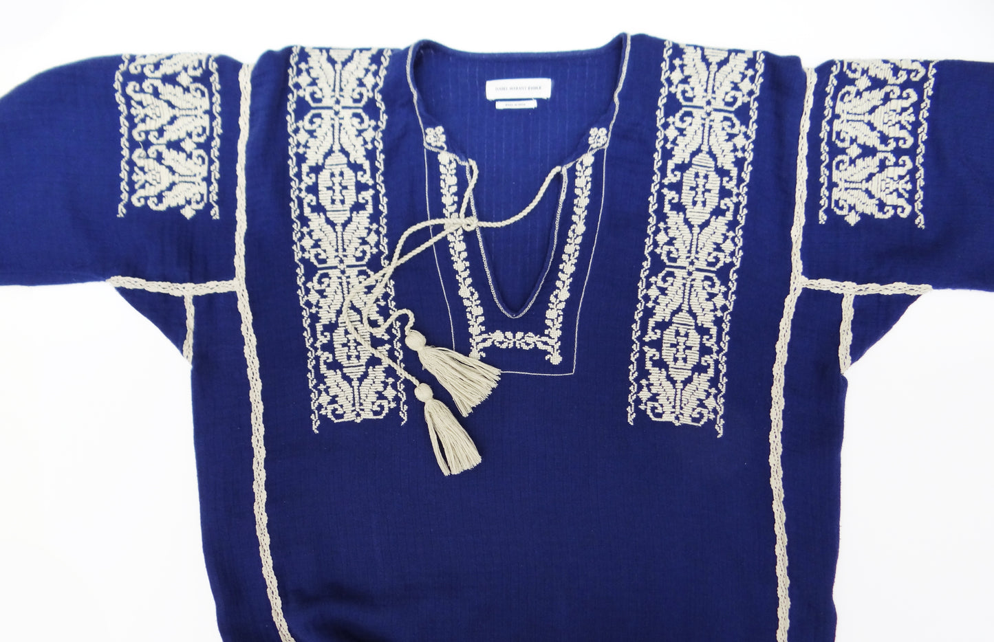 Isabel Marant Etoile Embroidered Tunic Dress in Navy Blue, UK10-12