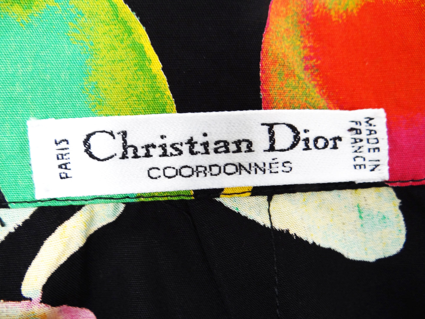 Christian Dior Vintage Black Pencil Skirt with Floral Motif, UK10