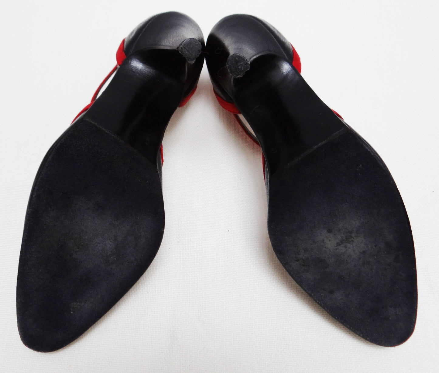 Artesanal Tango Ankle Strap Pumps with Red Trim, UK 6