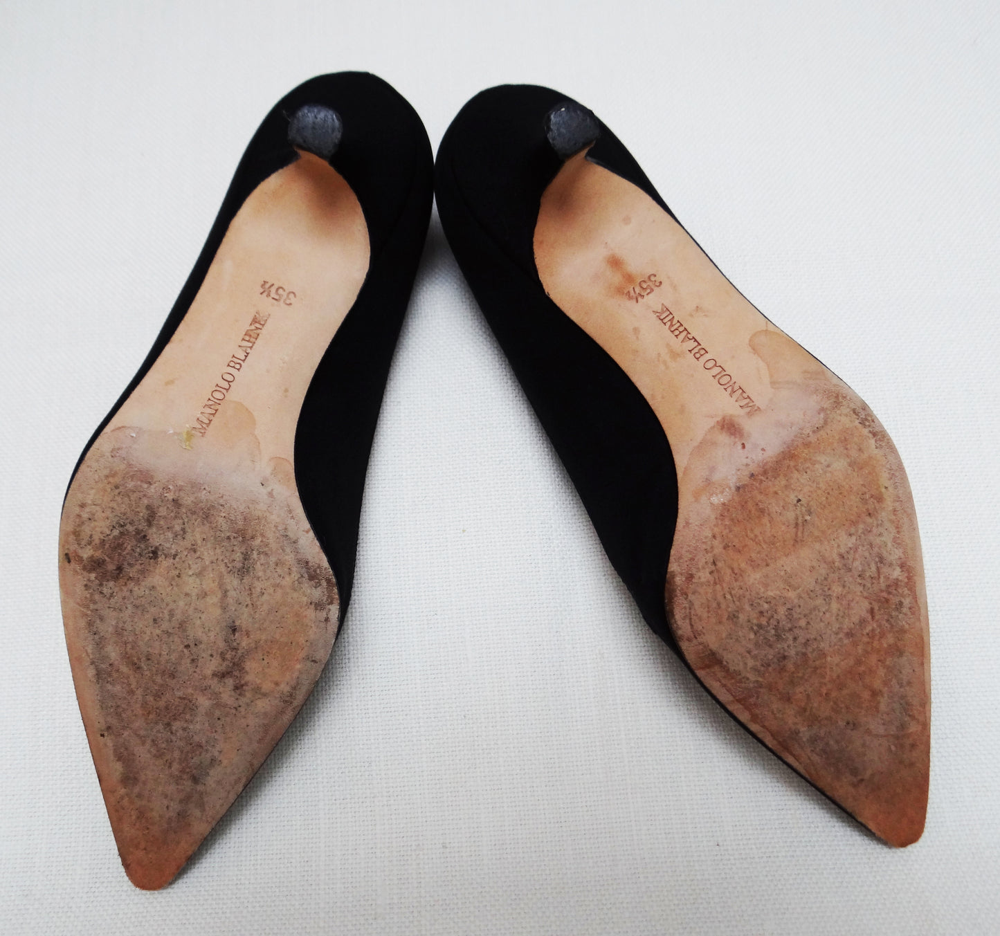 Manolo Blahnik Black Satin Evening Shoes UK3