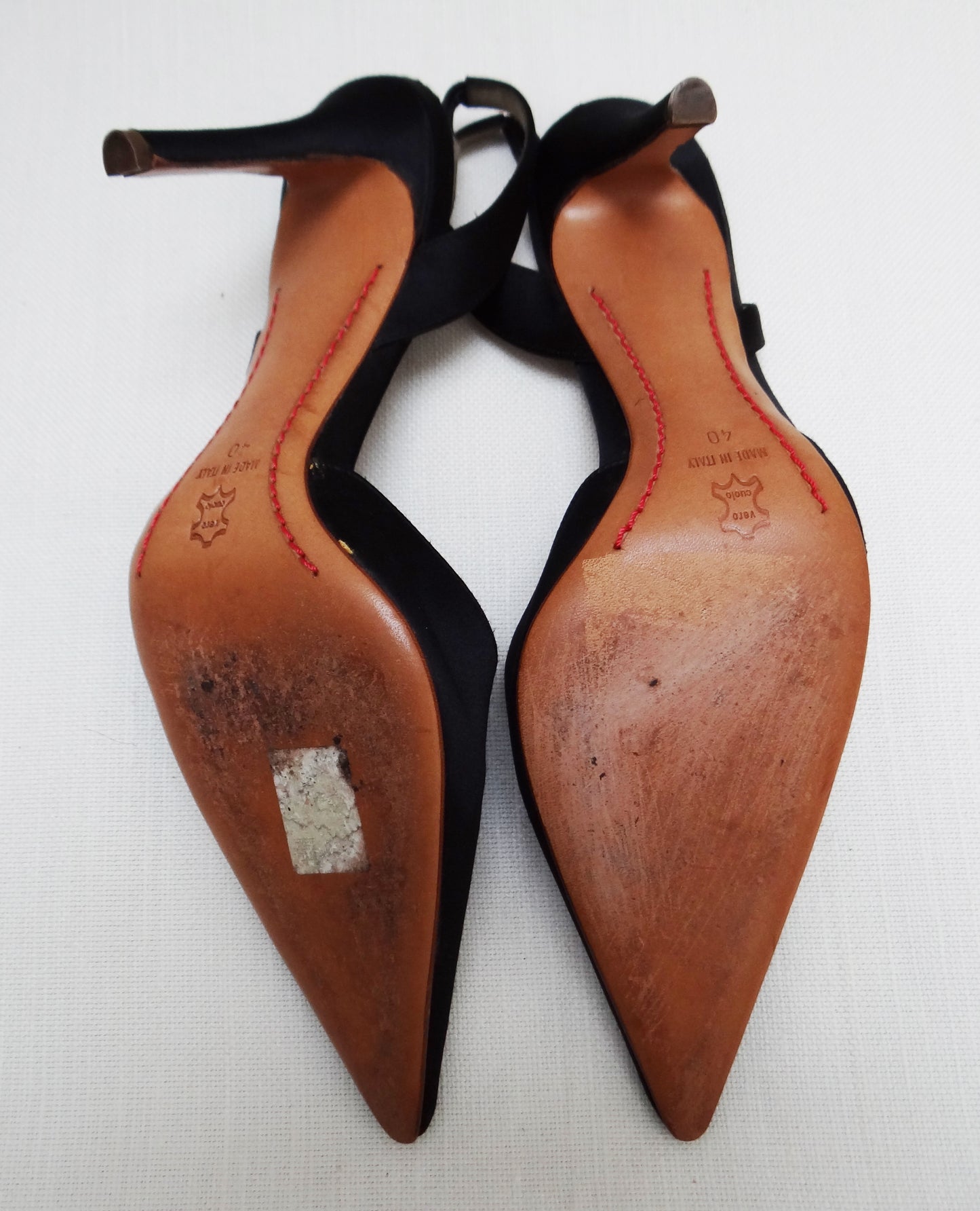 Valentino Stiletto Evening Shoes in Black Satin with Diamante Buckle, UK 6.5