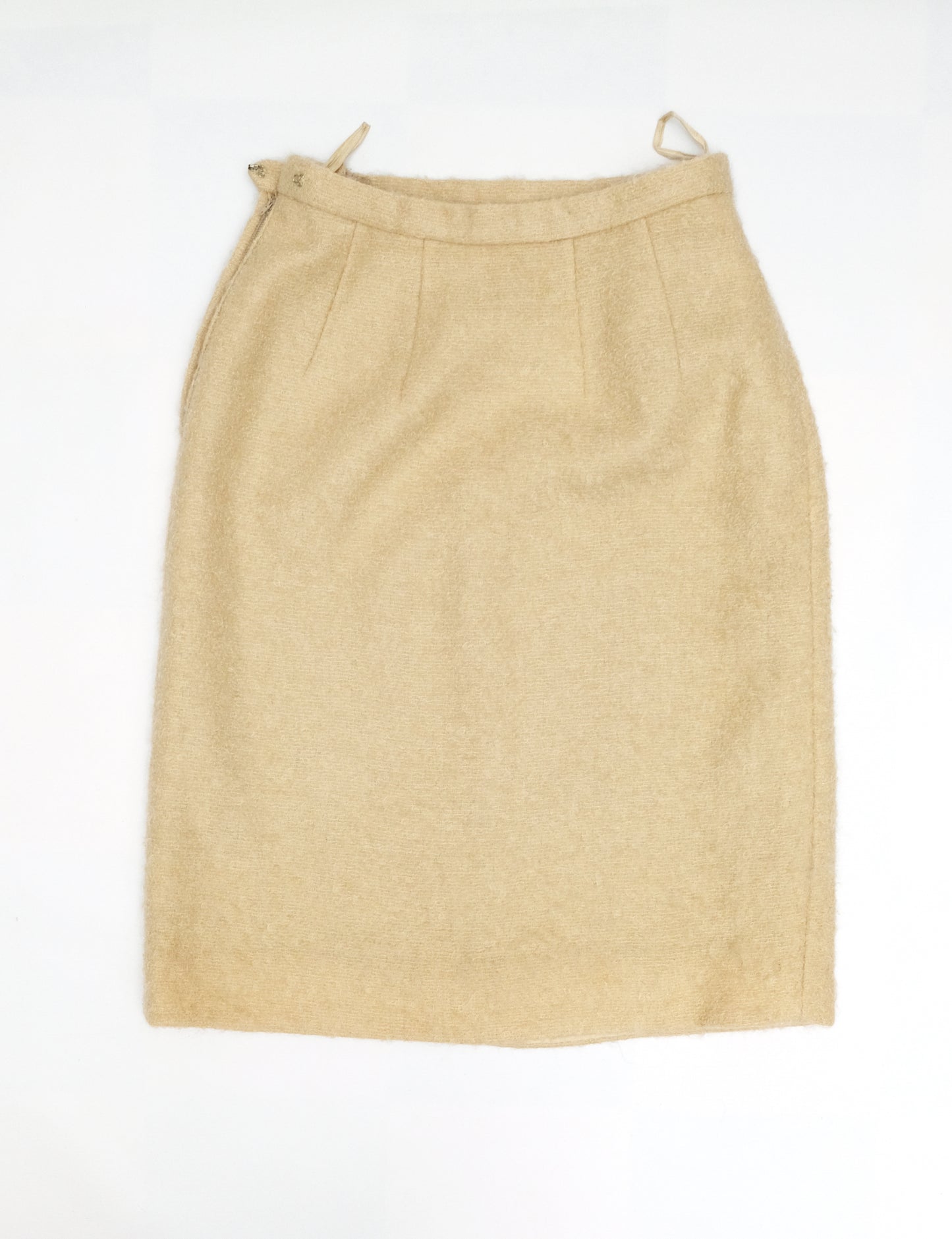 Vintage Handmade 2 Piece Ensemble in Beige Bouclé Wool, UK10