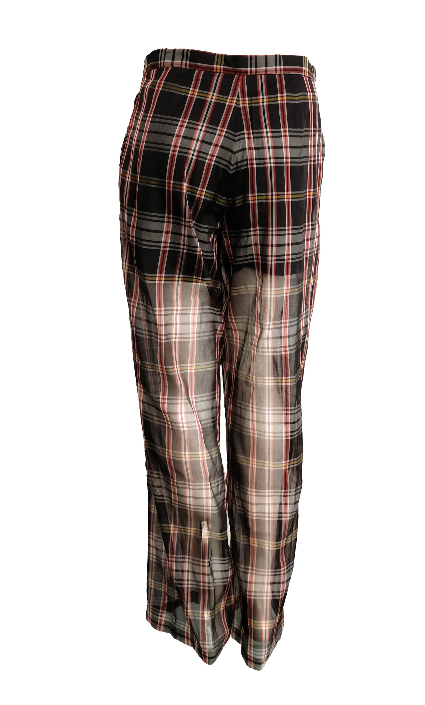 Dries van Noten Vintage Trousers in Plaid Silk Organza, UK10