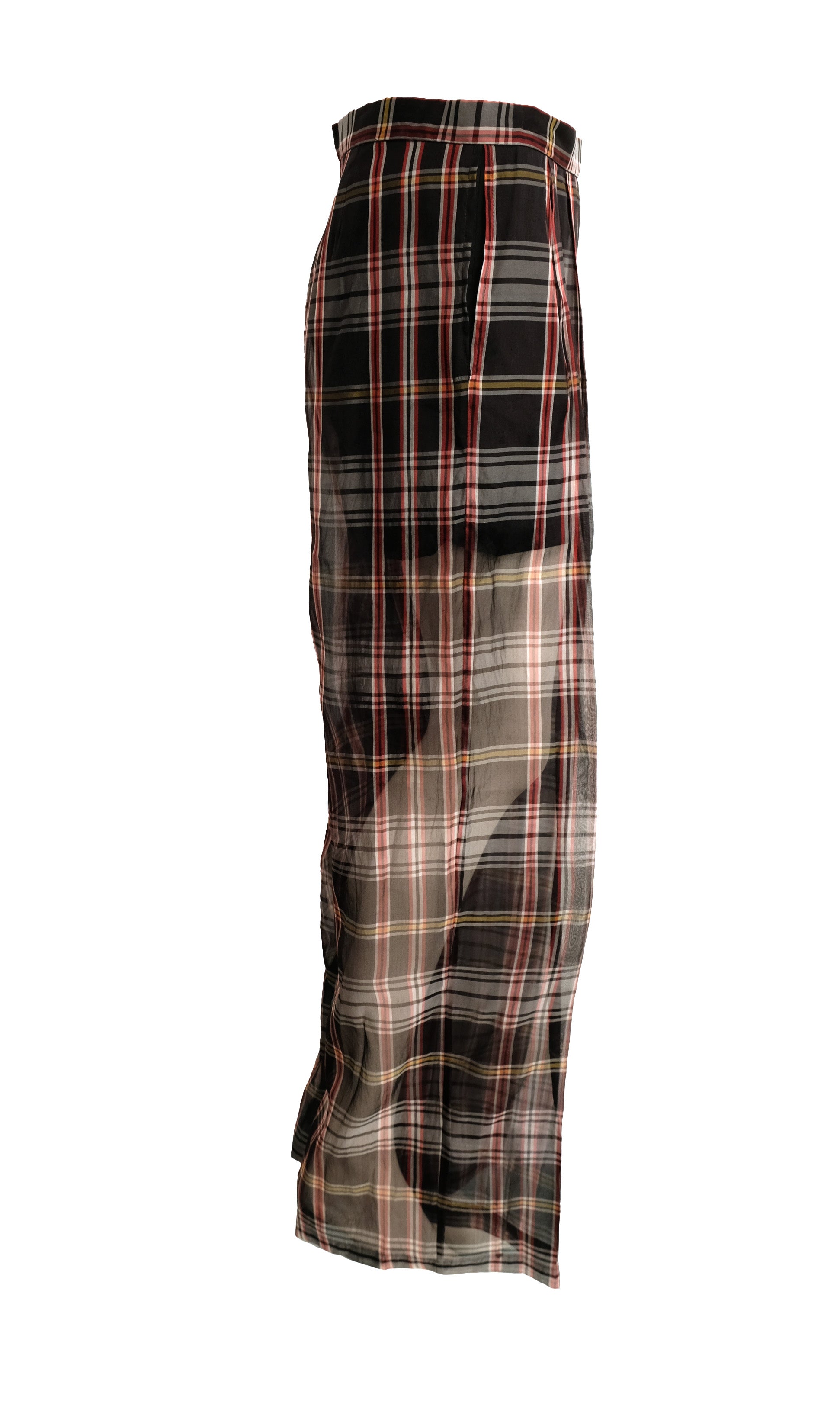 Dries van Noten Vintage Trousers in Plaid Silk Organza, UK10