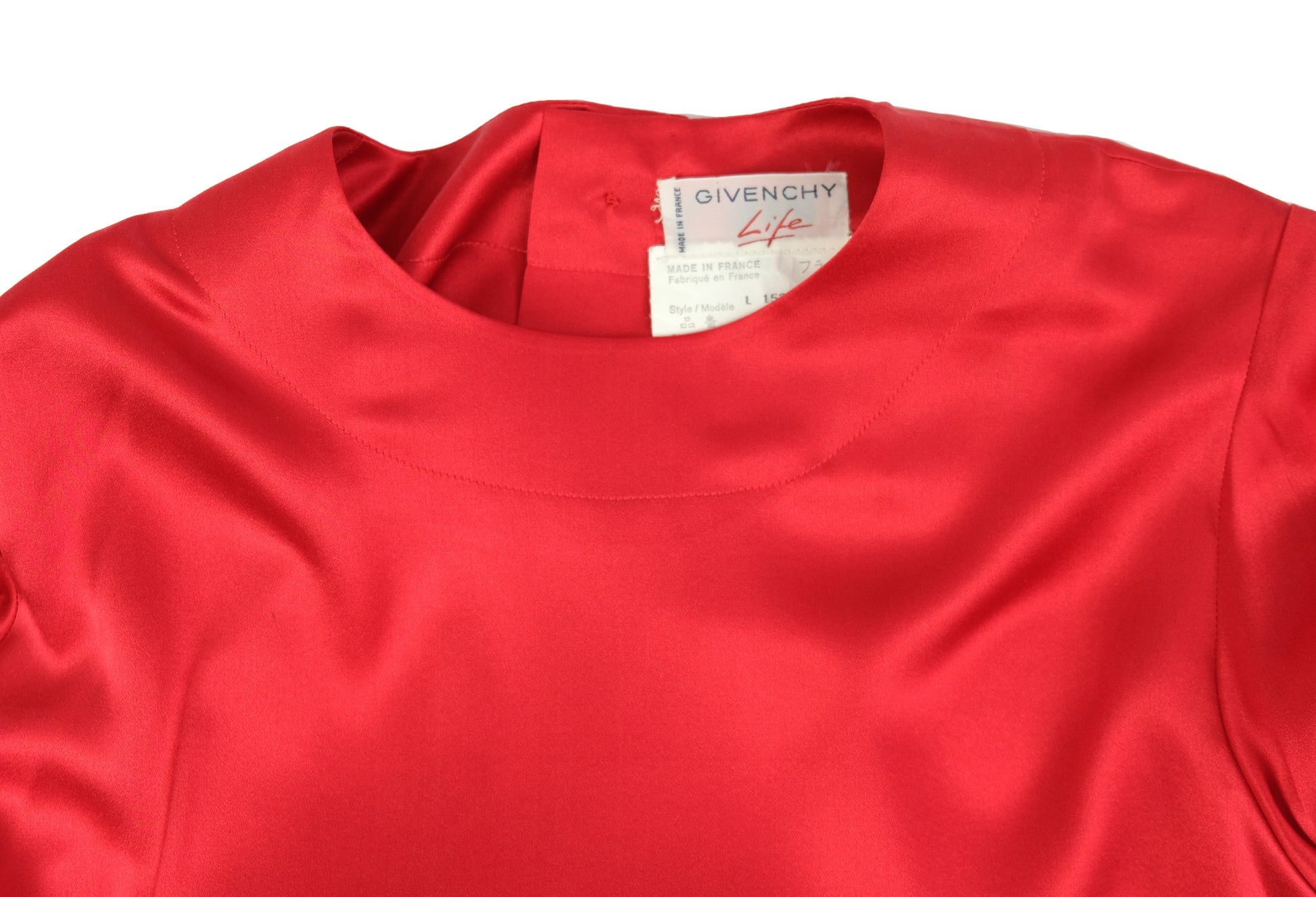 Givenchy 1980s Vintage Back Button Blouse in  Red Silk Satin, UK10