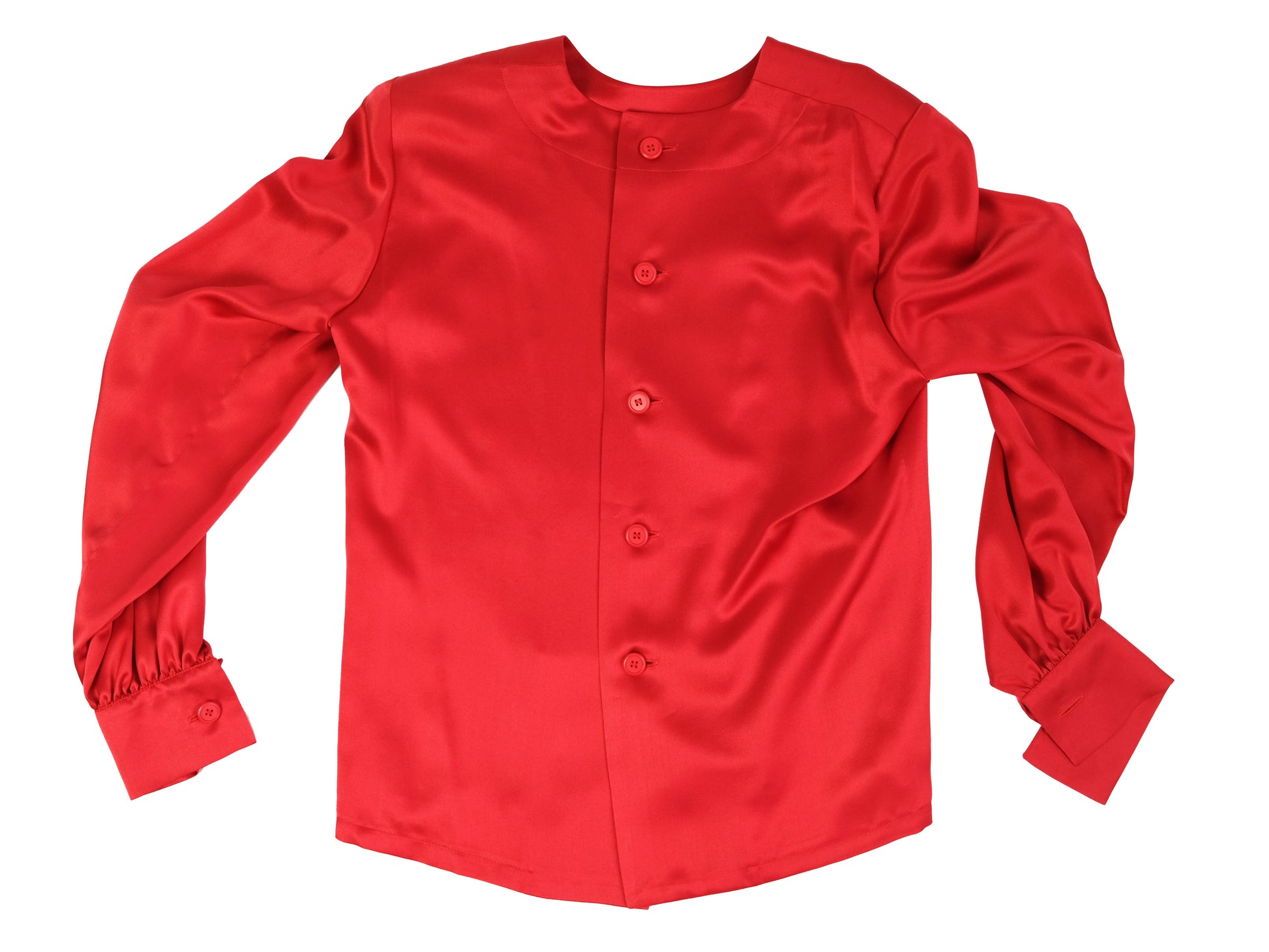Givenchy 1980s Vintage Back Button Blouse in  Red Silk Satin, UK10