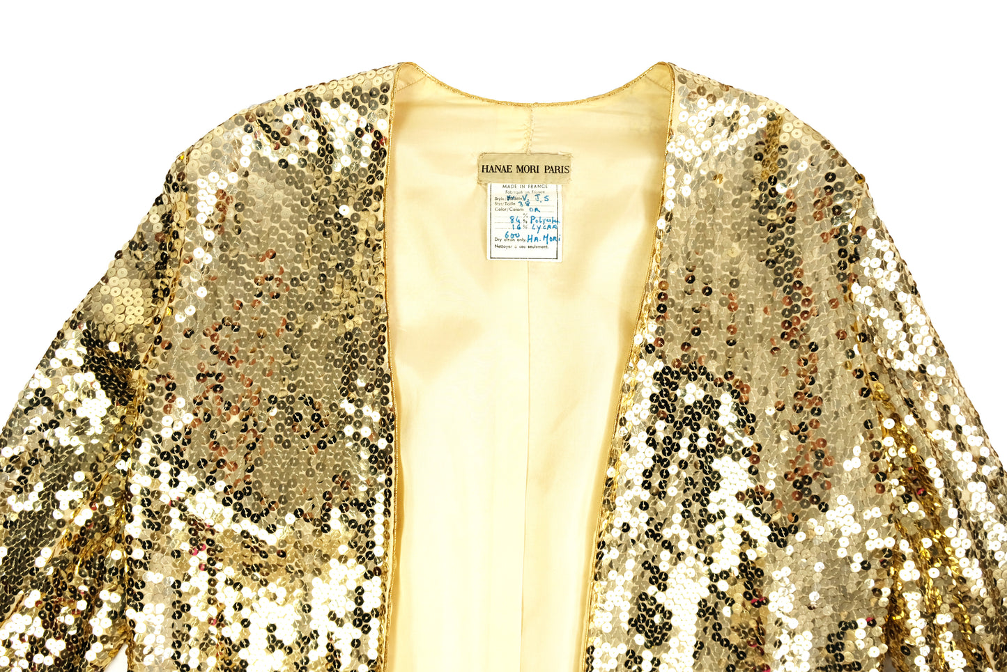 Hanae Mori 1980s Vintage Gold Sequin Evening Jacket, UK10