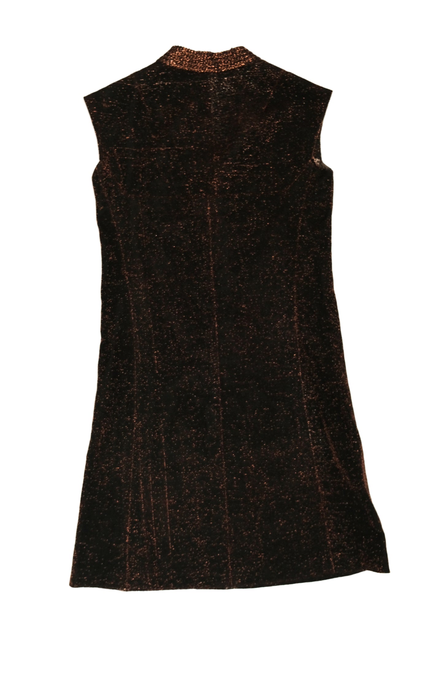Italian Vintage Sleeveless Dress in Bronze Lamé, UK10