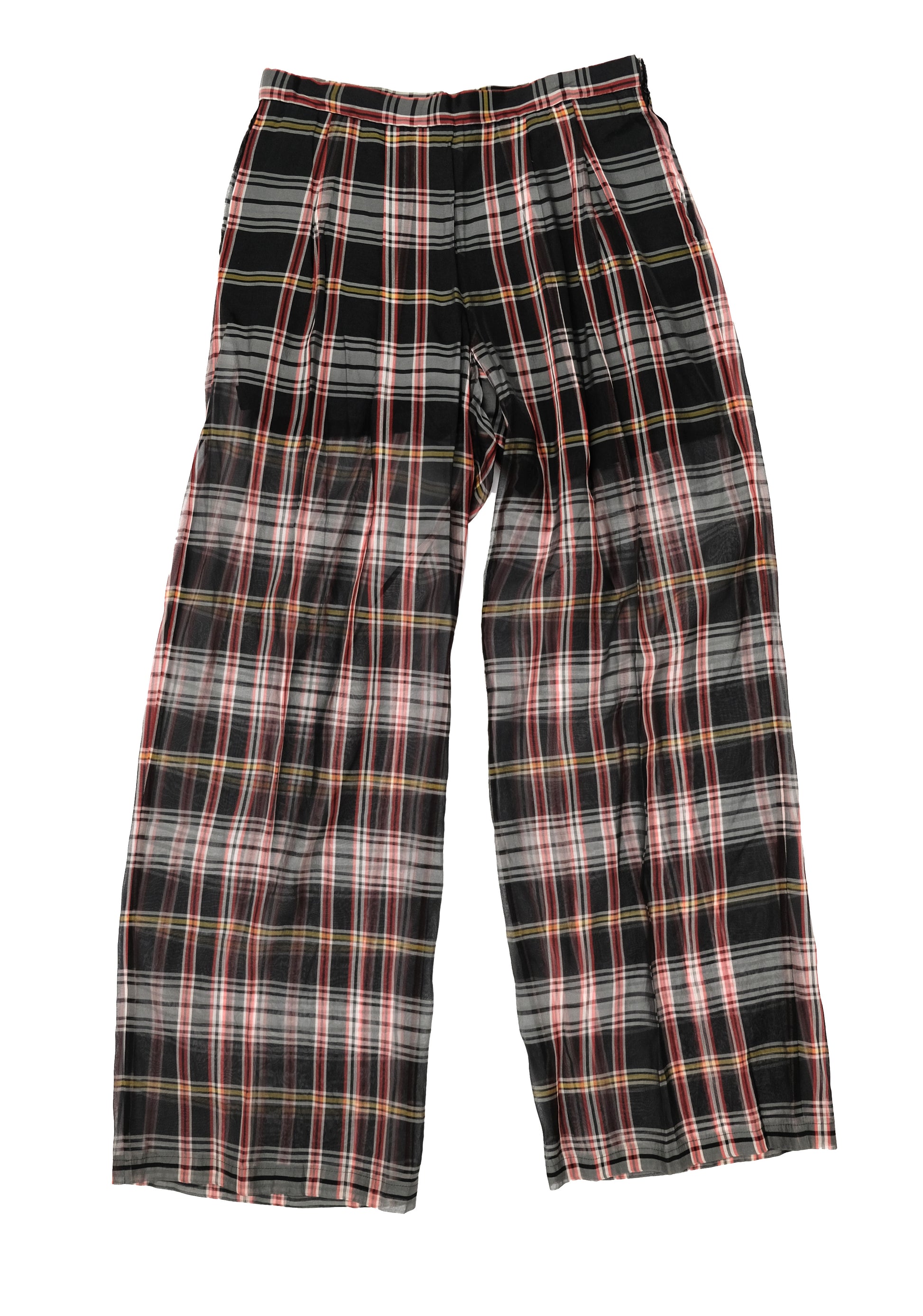 Dries van Noten Vintage Trousers in Plaid Silk Organza, UK10