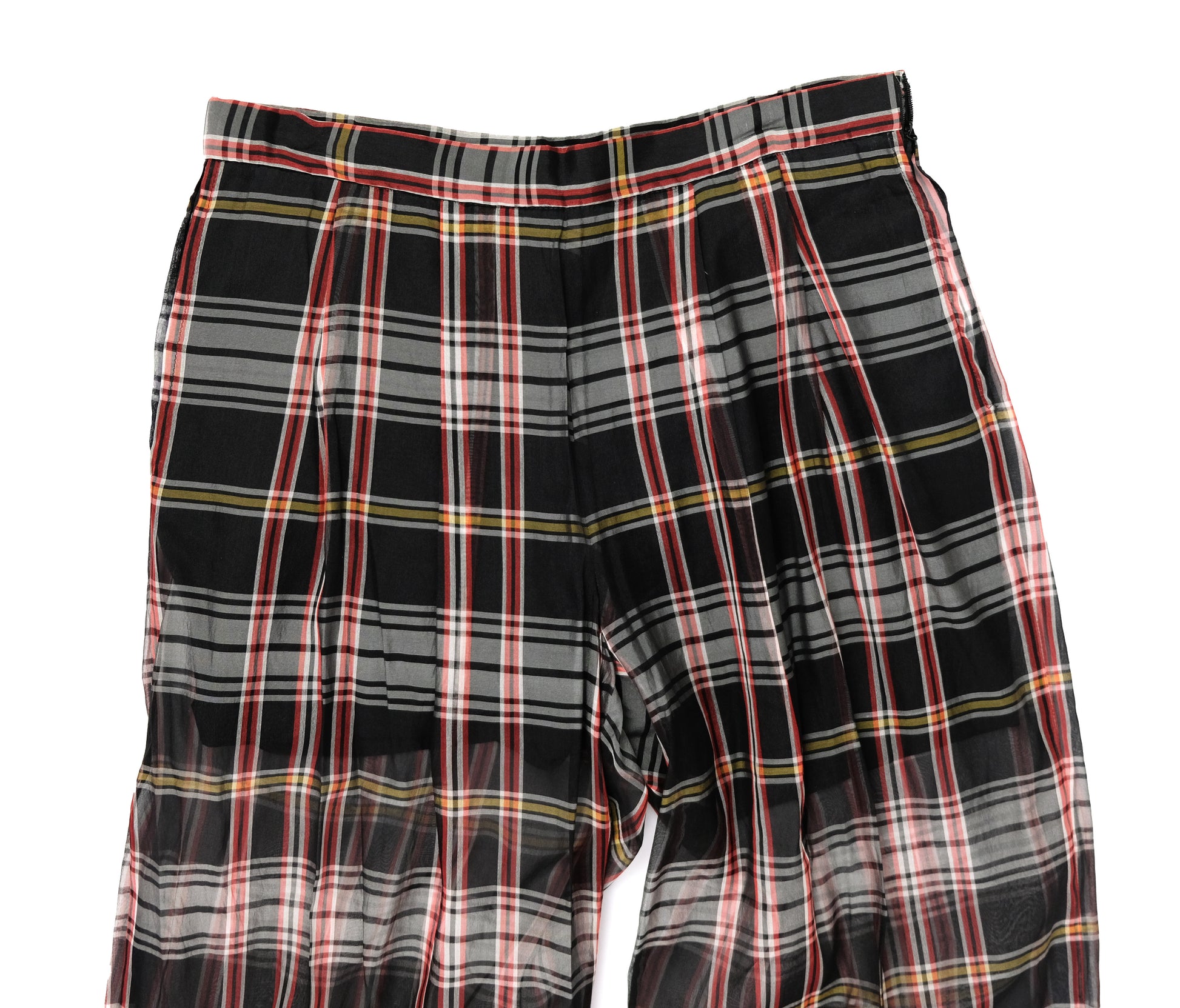 Dries van Noten Vintage Trousers in Plaid Silk Organza, UK10