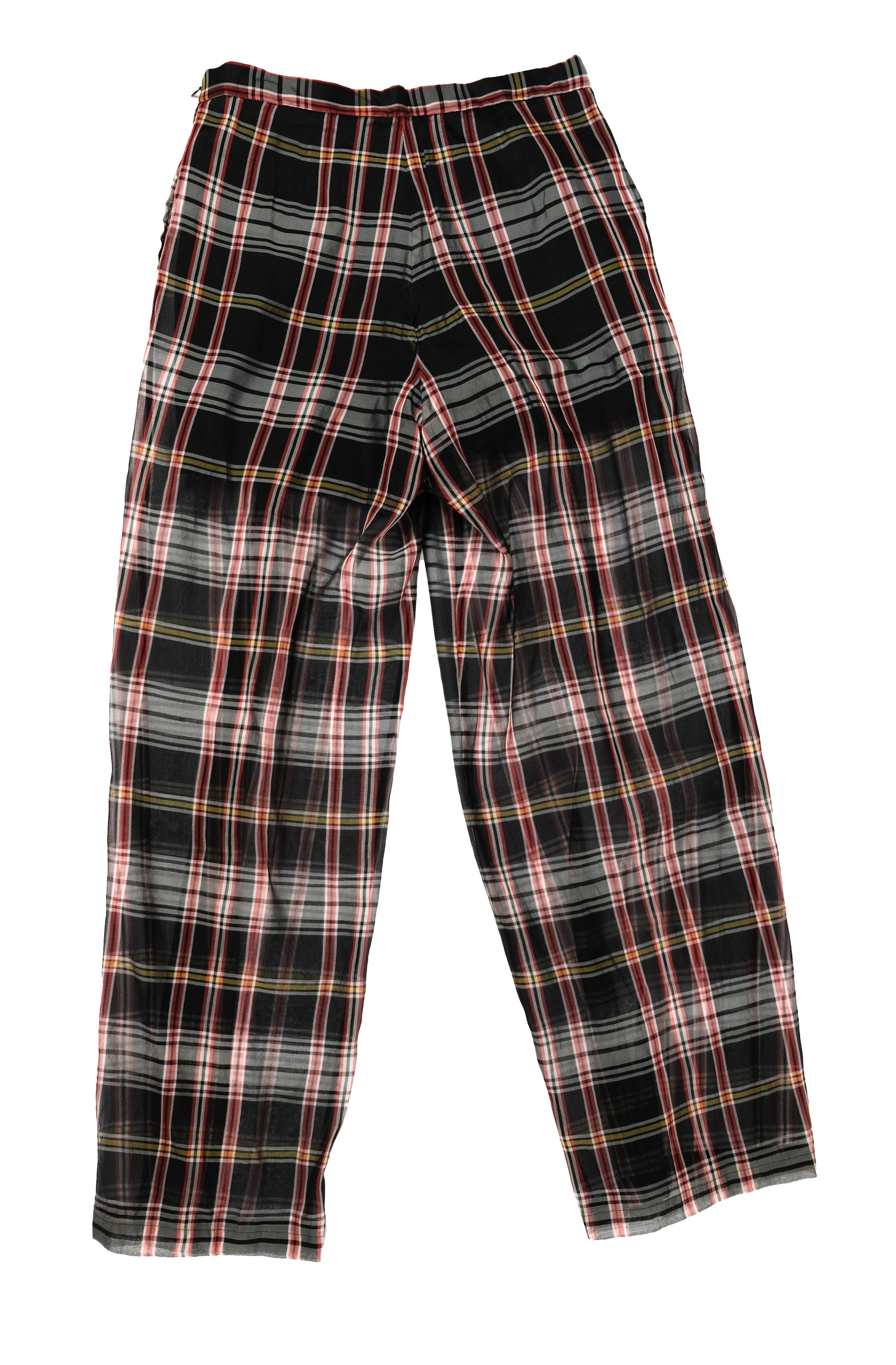 Dries van Noten Vintage Trousers in Plaid Silk Organza, UK10