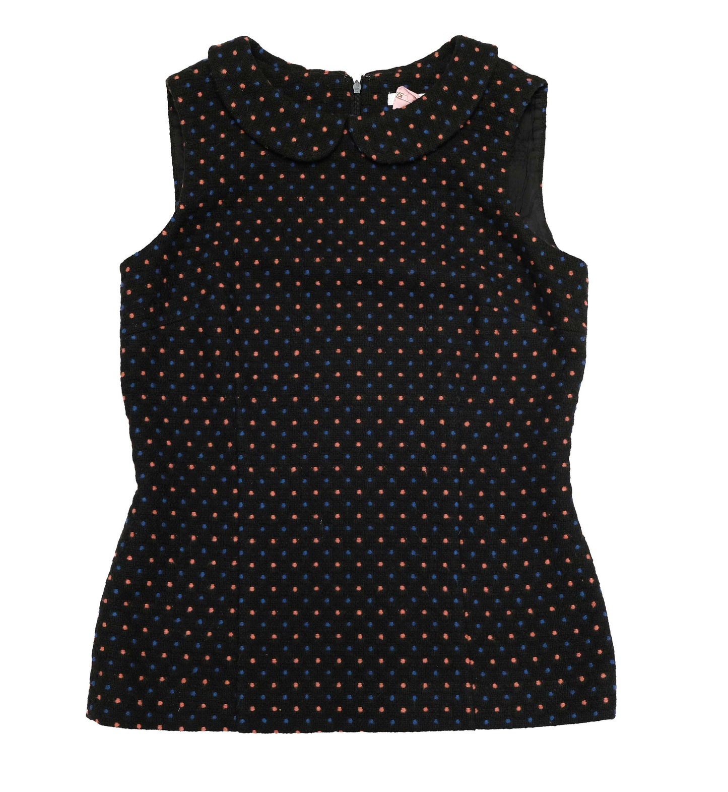 2 Piece Skirt and Top in Polka Dot Black Wool, UK10