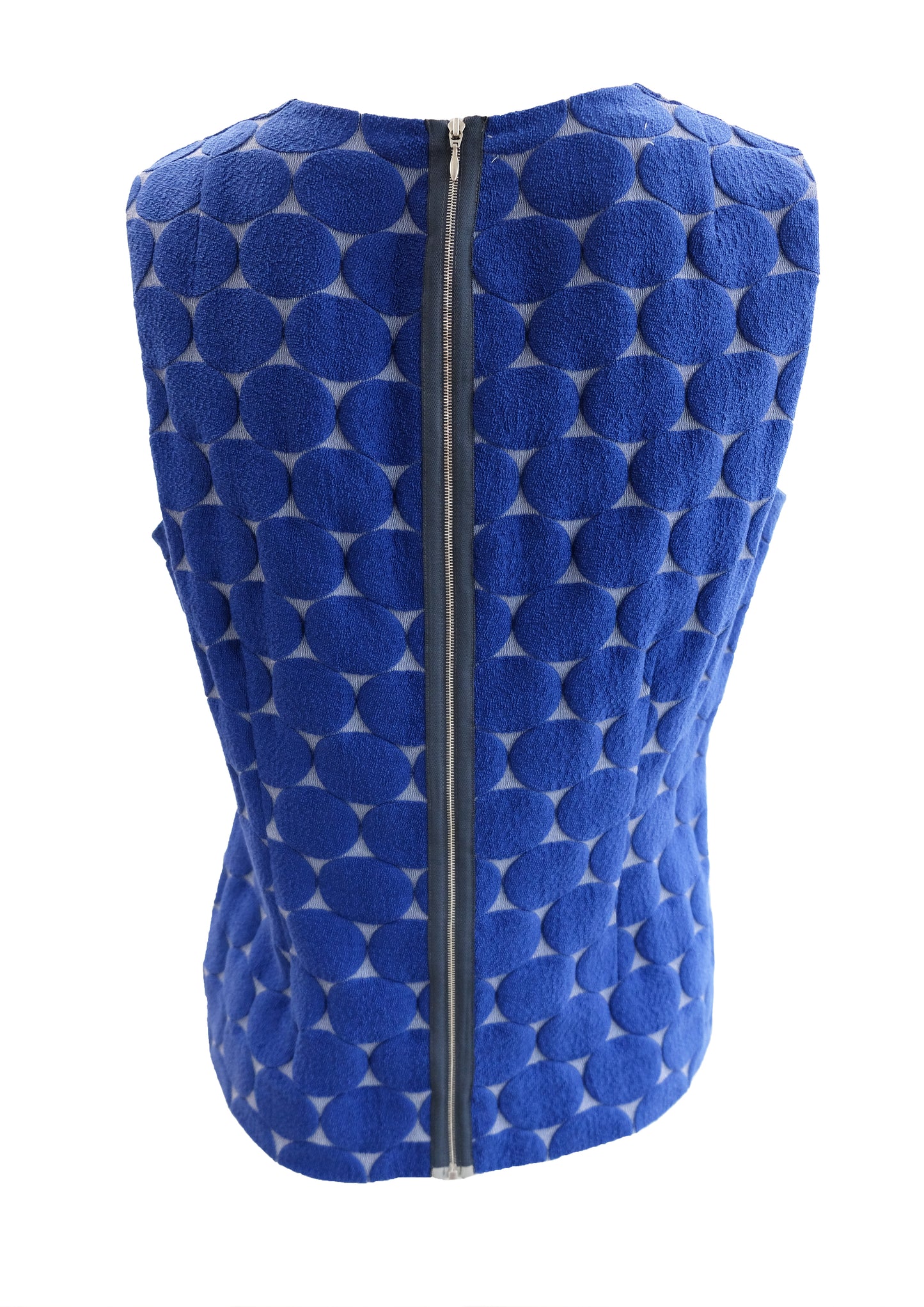 Marni Sleeveless Top with Jacquard Circles in Blue, UK12-14
