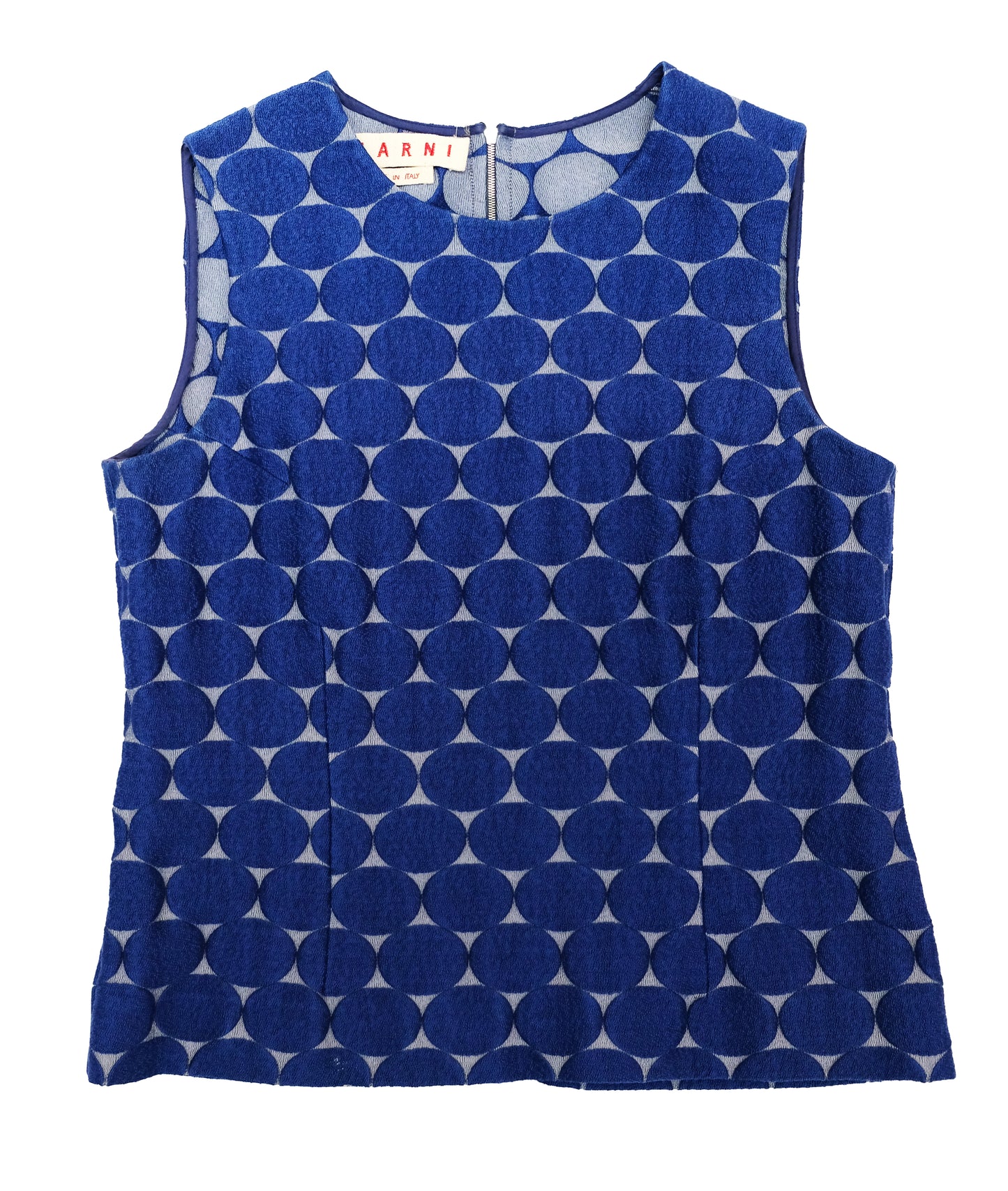 Marni Sleeveless Top with Jacquard Circles in Blue, UK12-14