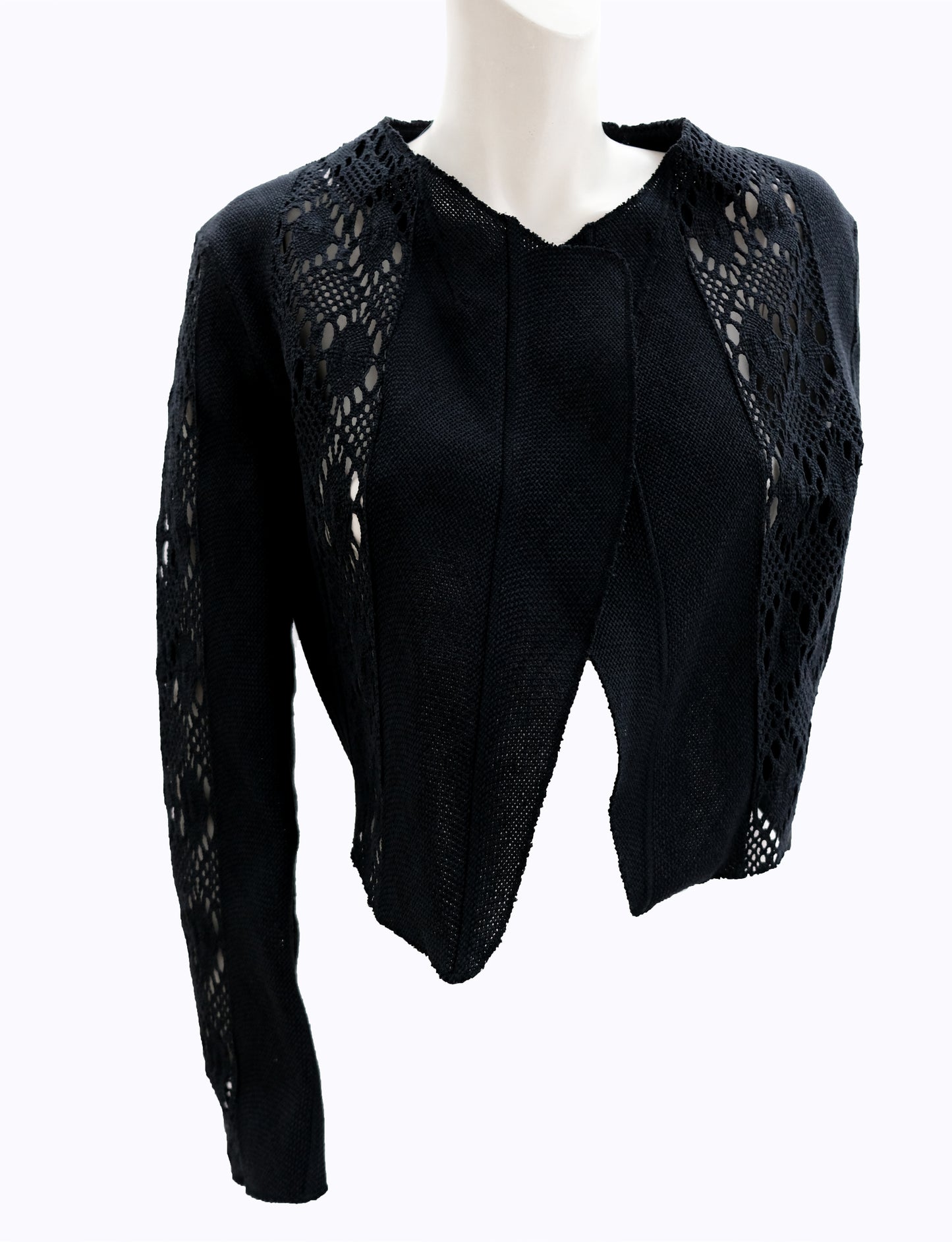 Yves Saint Laurent Vintage Black Crochet Bolero Jacket, UK12-14