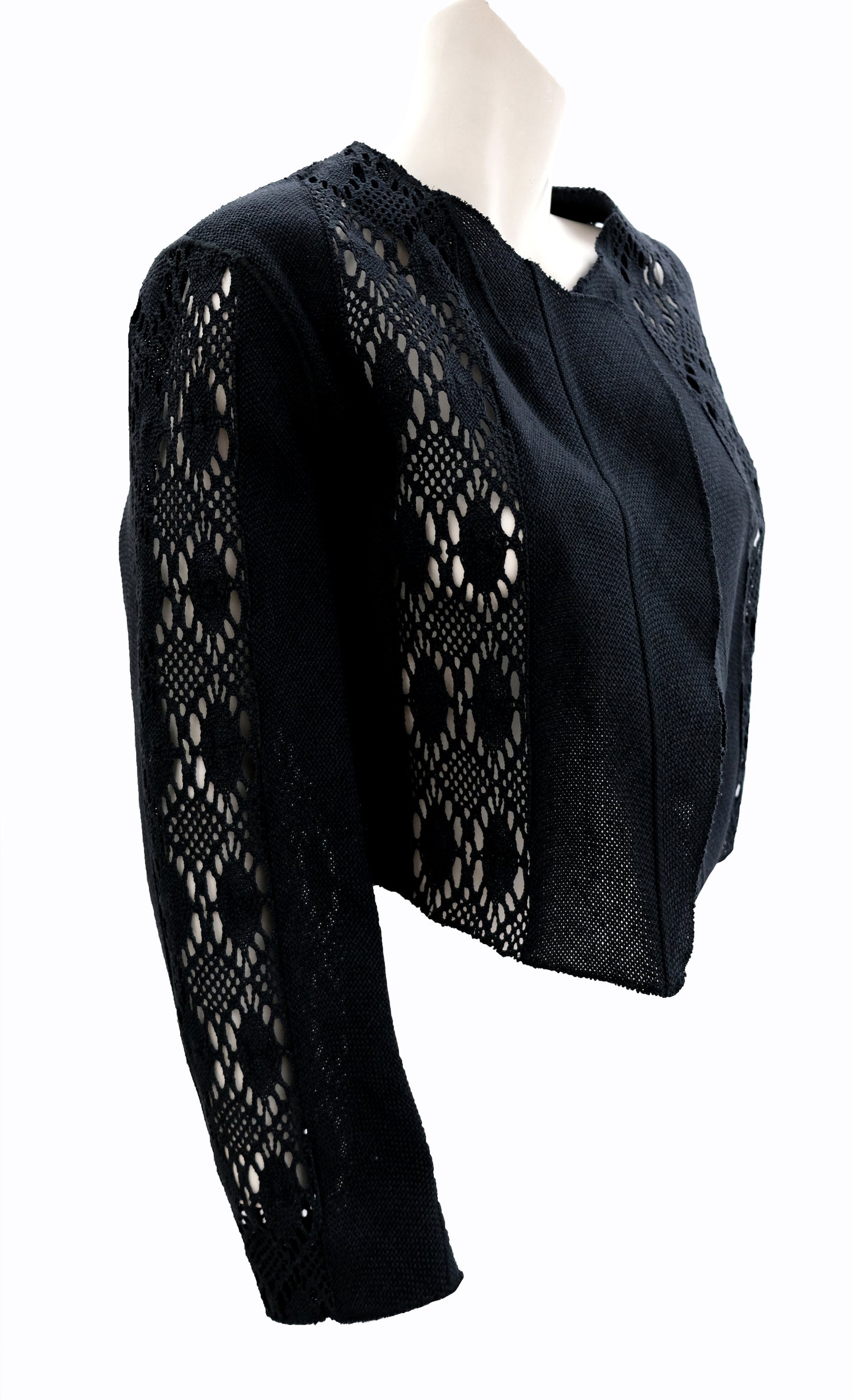 Yves Saint Laurent Vintage Black Crochet Bolero Jacket, UK12-14