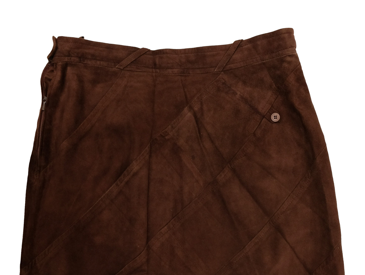 Bogner Vintage A-line Skirt in Chocolate Brown Suede, UK14
