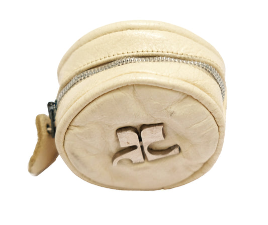 Courrèges Vintage Zipped Pouchette in Cream Leather, XS