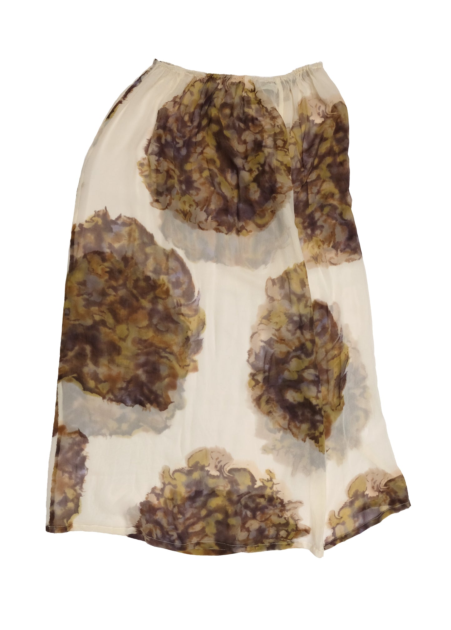 Dries van Noten Floaty Skirt in Printed Cream Silk Chiffon, UK12