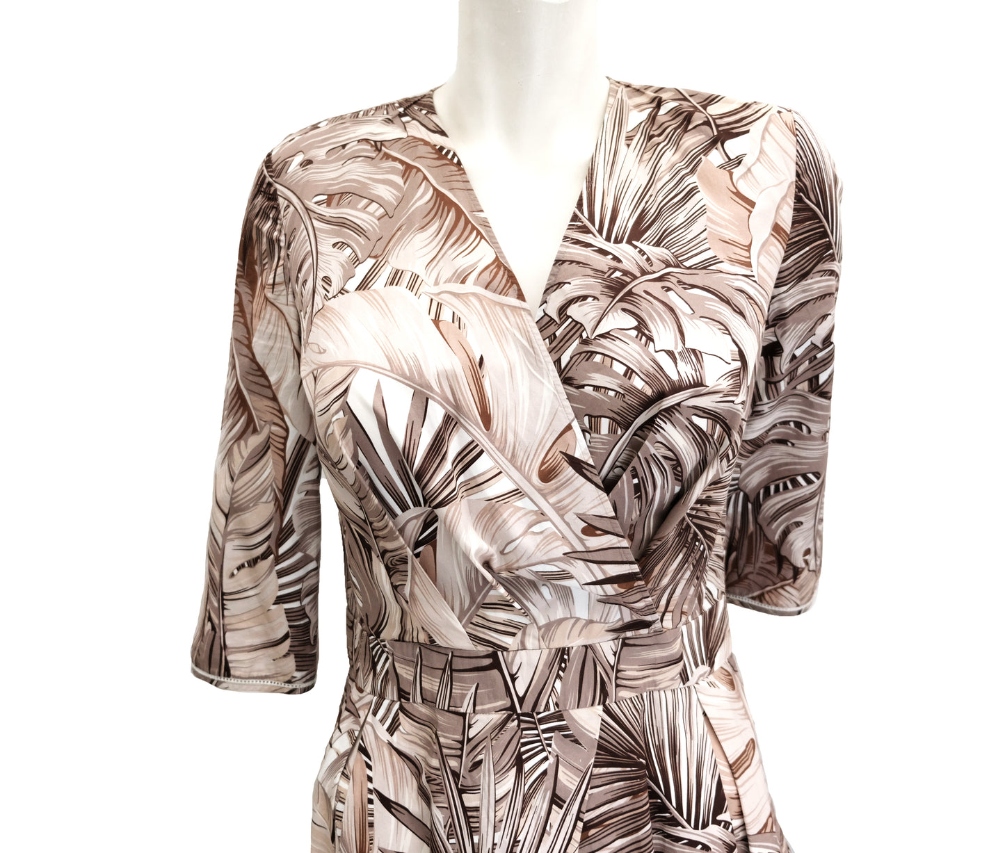 Salvatore Ferragamo Palm Print Cotton Dress, UK10
