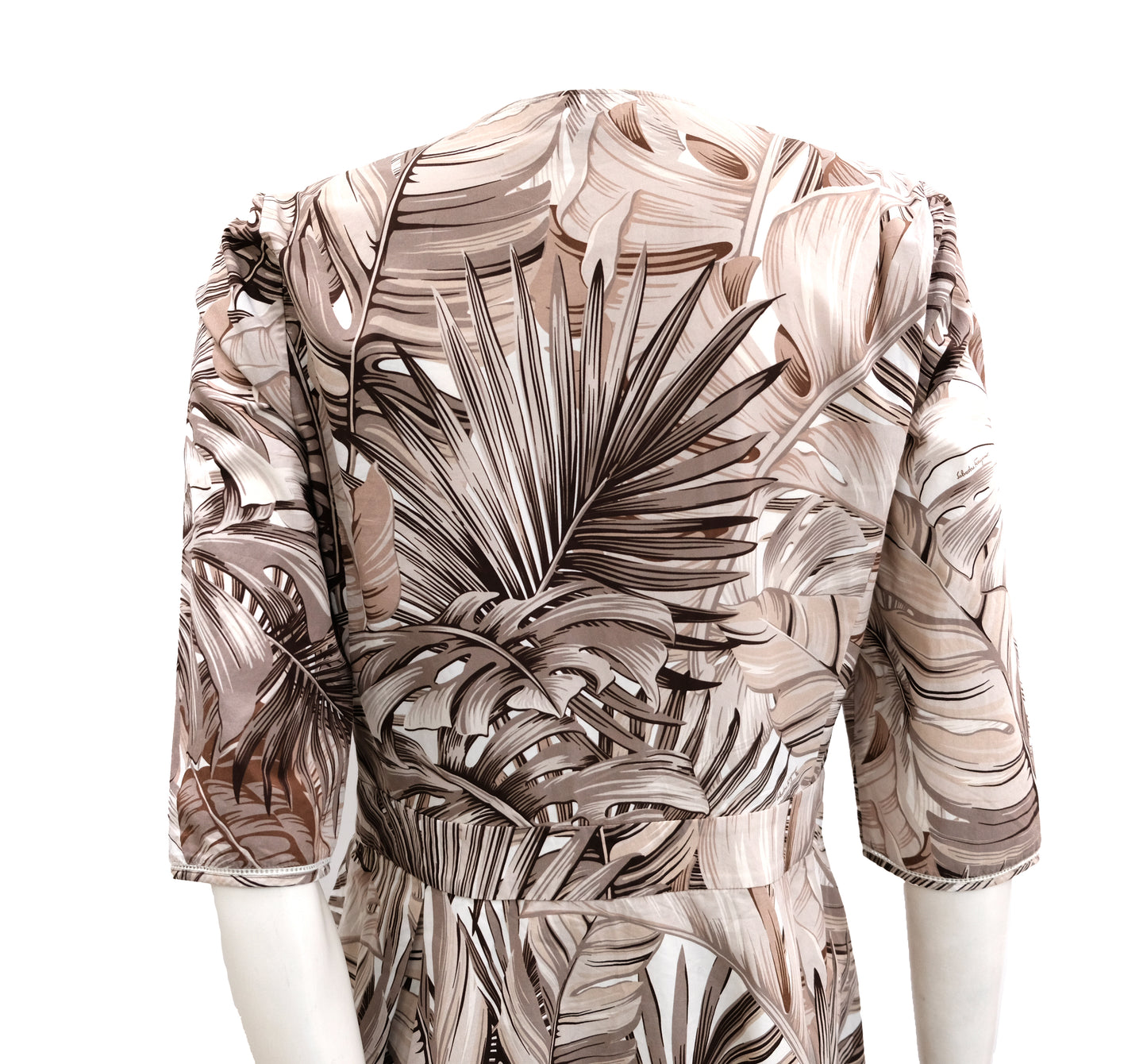 Salvatore Ferragamo Palm Print Cotton Dress, UK10