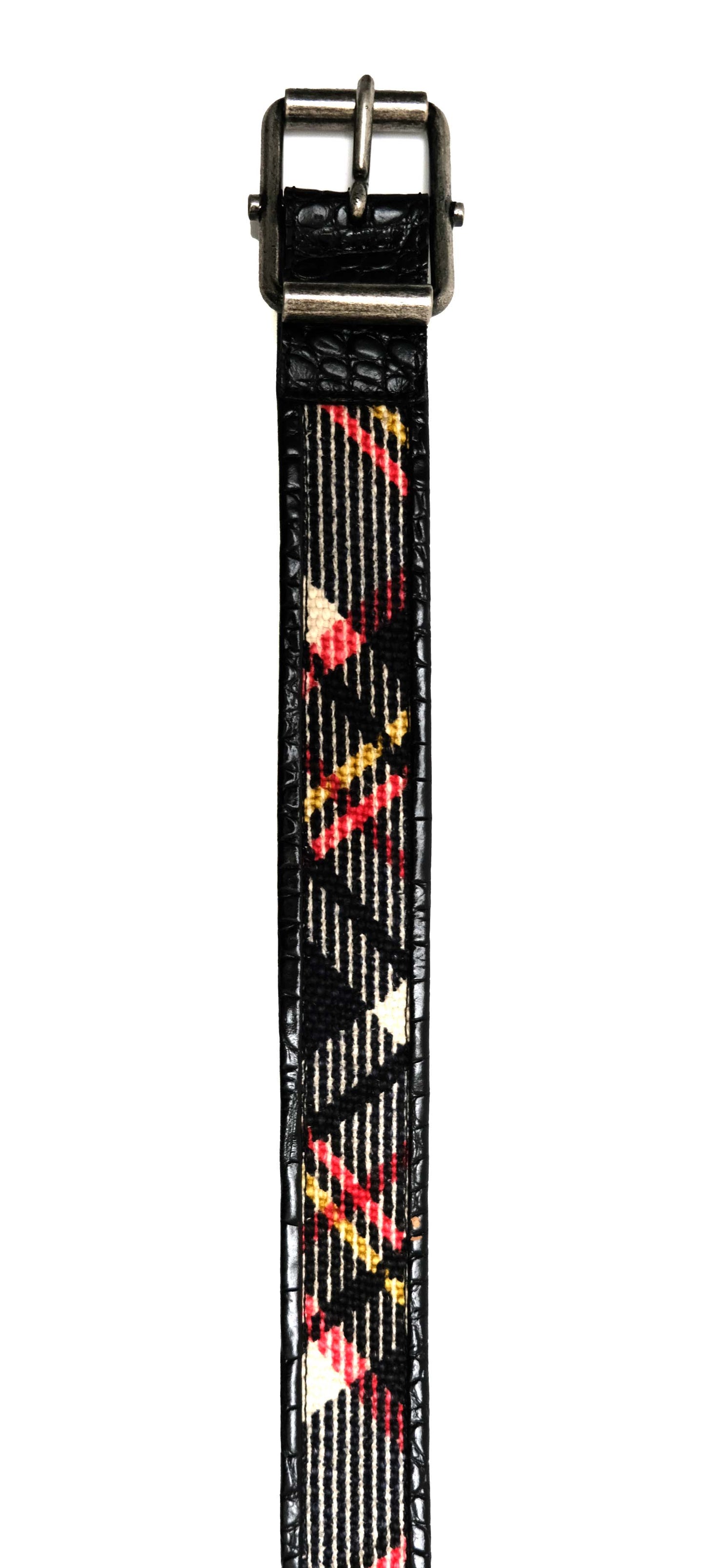 Dries van Noten Textured Plaid and Leather Belt