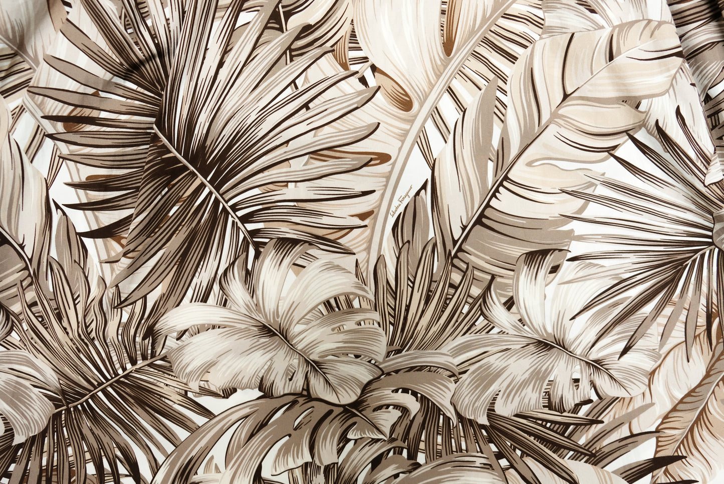 Salvatore Ferragamo Palm Print Cotton Dress, UK10