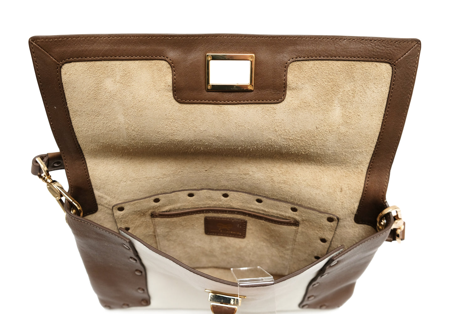 Anya Hindmarch Coffee and Cream Leather Shoulder Bag, M