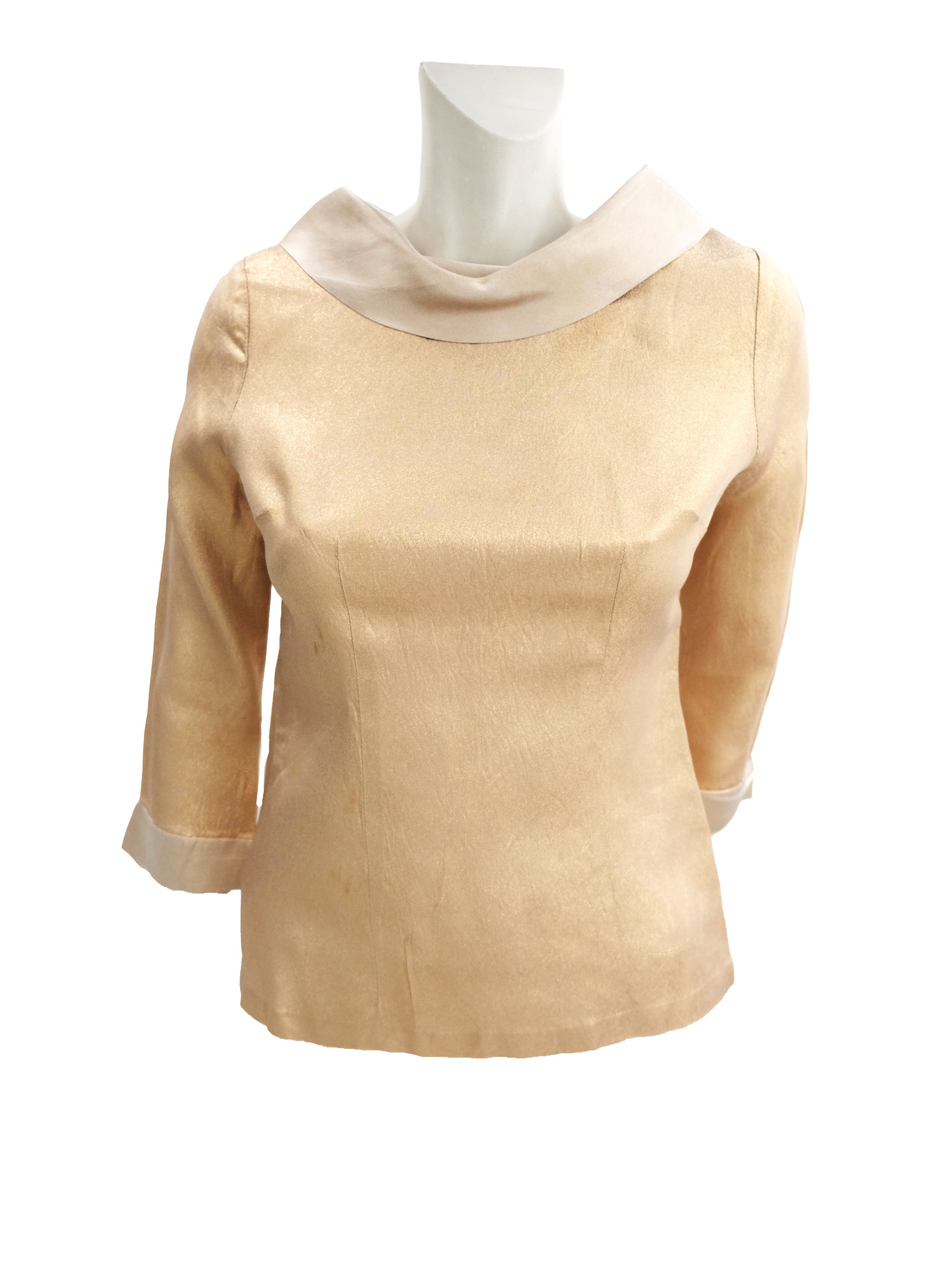 1960s Vintage Handmade Evening Top in Gold Lamé, UK10