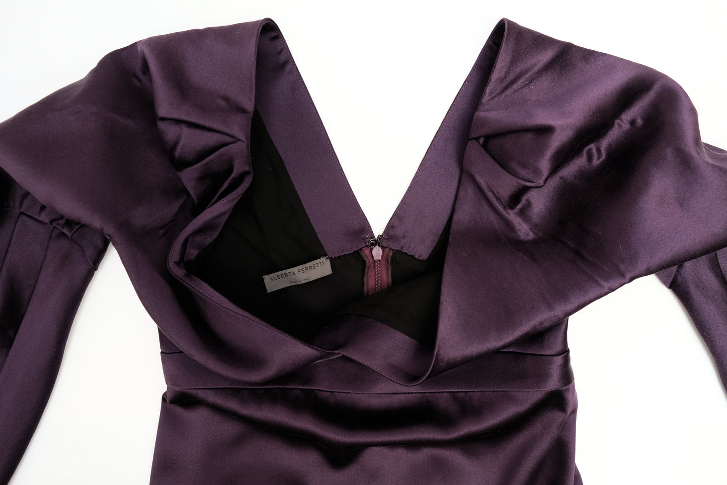 Alberta Ferretti Damson Satin Party Dress, UK10