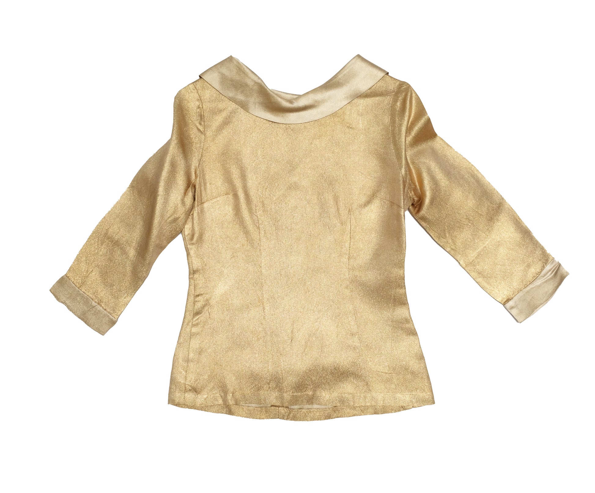 1960s Vintage Handmade Evening Top in Gold Lamé, UK10