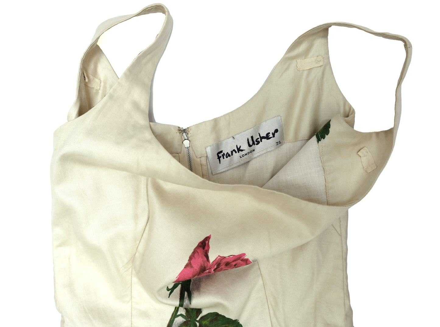 Frank Usher Vintage Sleeveless Tiered Dress in Rose Print, UK10