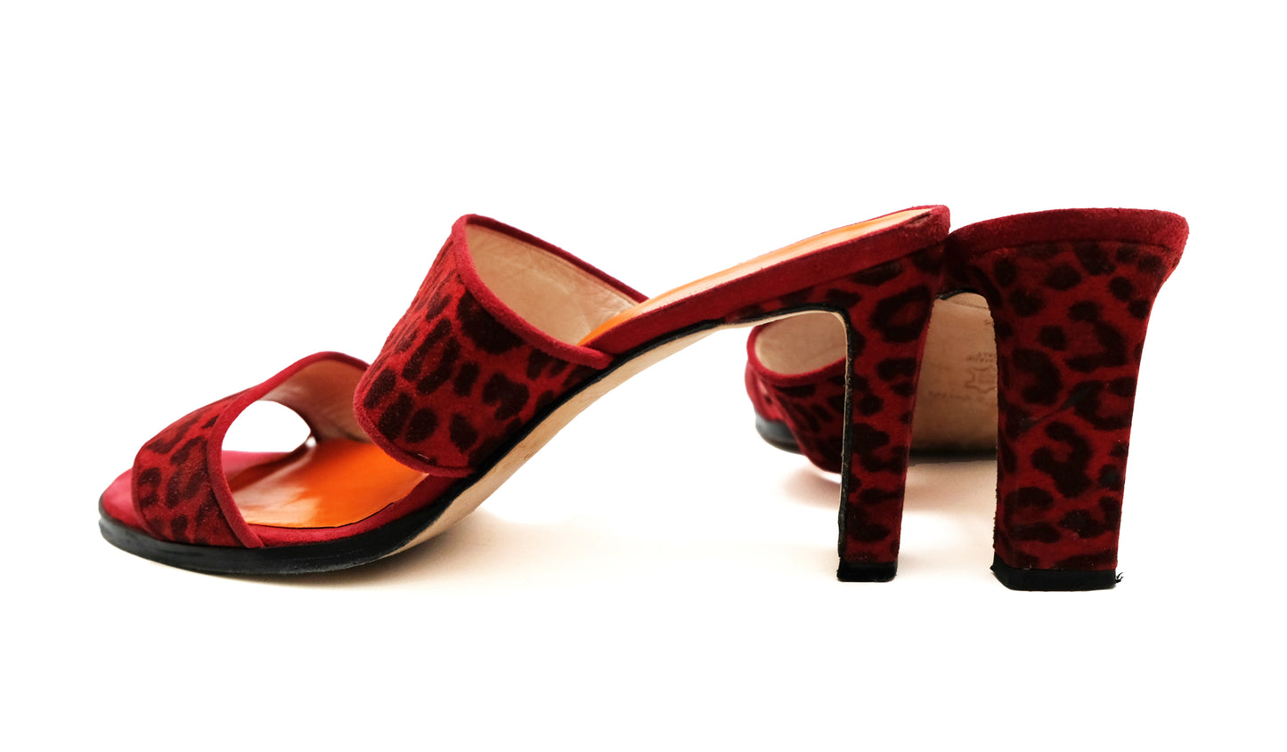 Anello & Davide Vintage Red Leopard High Heeled Sandals, EU39