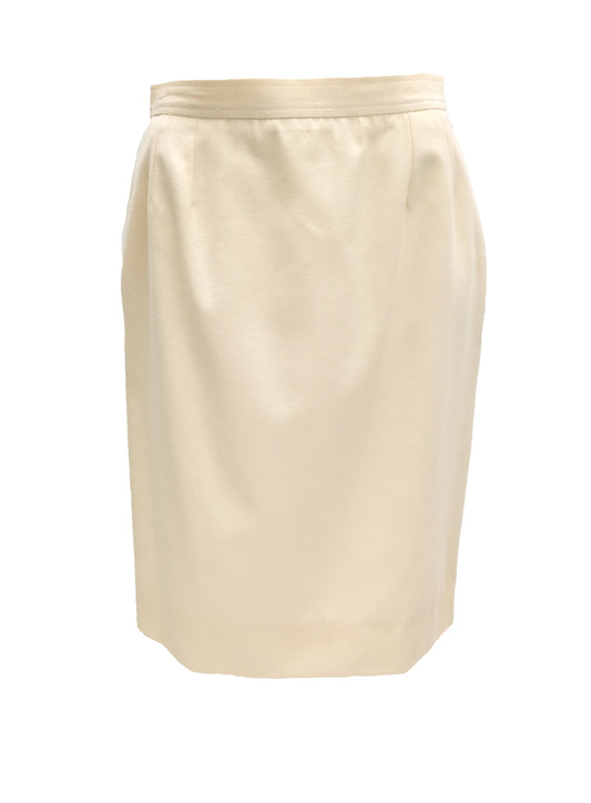 Yves Saint Laurent Vintage Pencil Skirt in Cream Wool, UK10-12