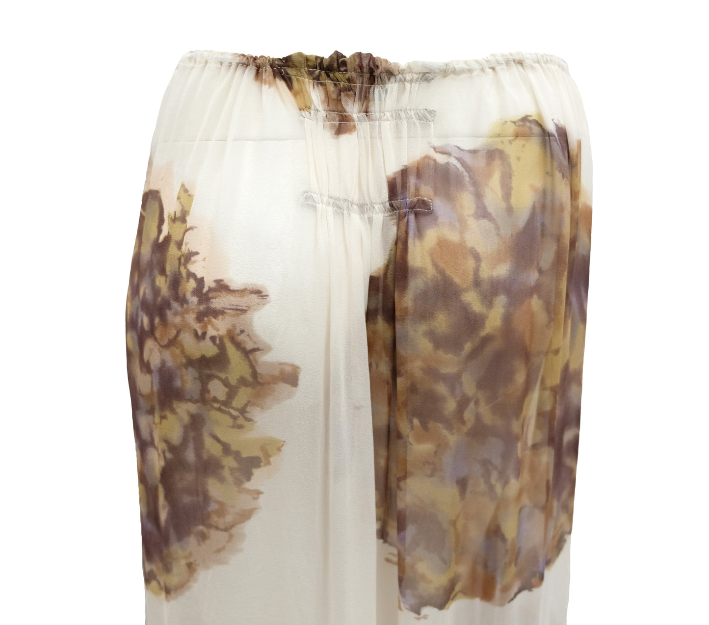 Dries van Noten Floaty Skirt in Printed Cream Silk Chiffon, UK12