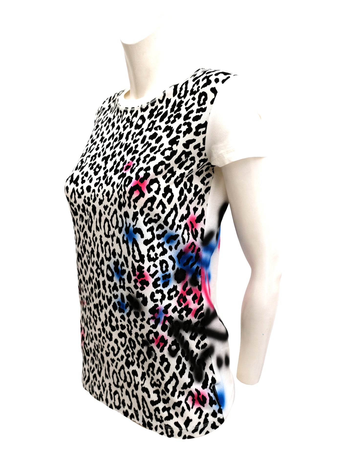 Dolce & Gabbana White Graffiti Leopard Print T shirt, UK10