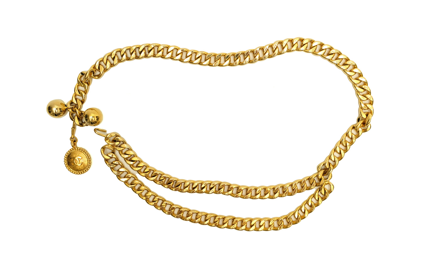 Chanel 1980s Vintage Gold Tone Chain Belt