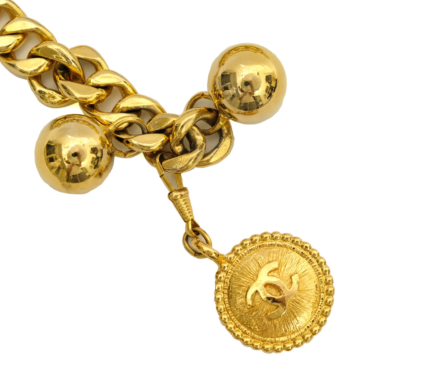 Chanel 1980s Vintage Gold Tone Chain Belt
