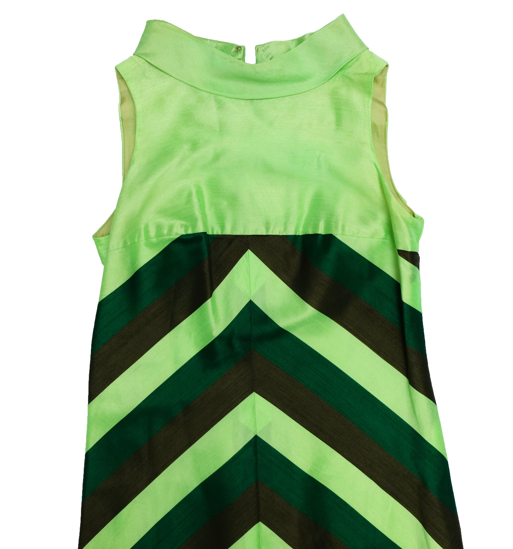 1960s Handmade Silk Maxi Dress with Diagonal Stripes, UK8