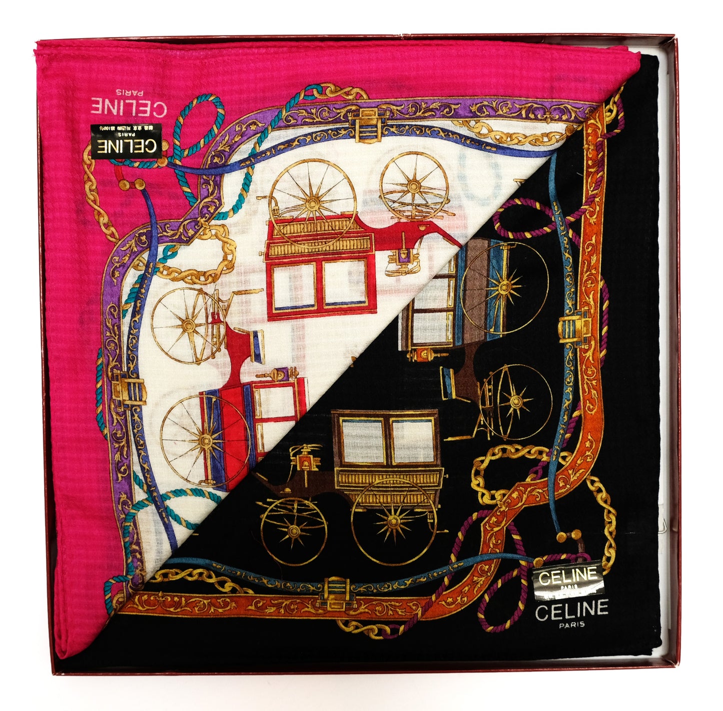 Celine Vintage Handkerchiefs with Carriage Print