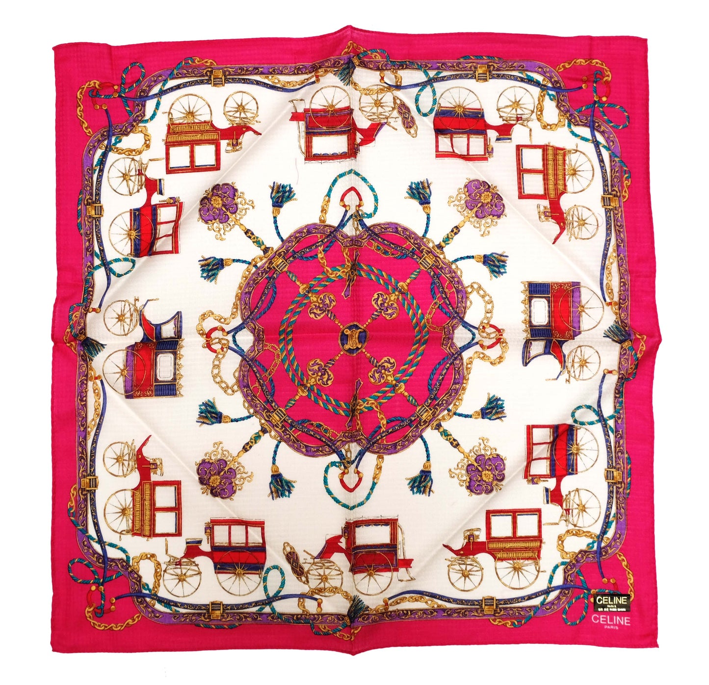 Celine Vintage Handkerchiefs with Carriage Print