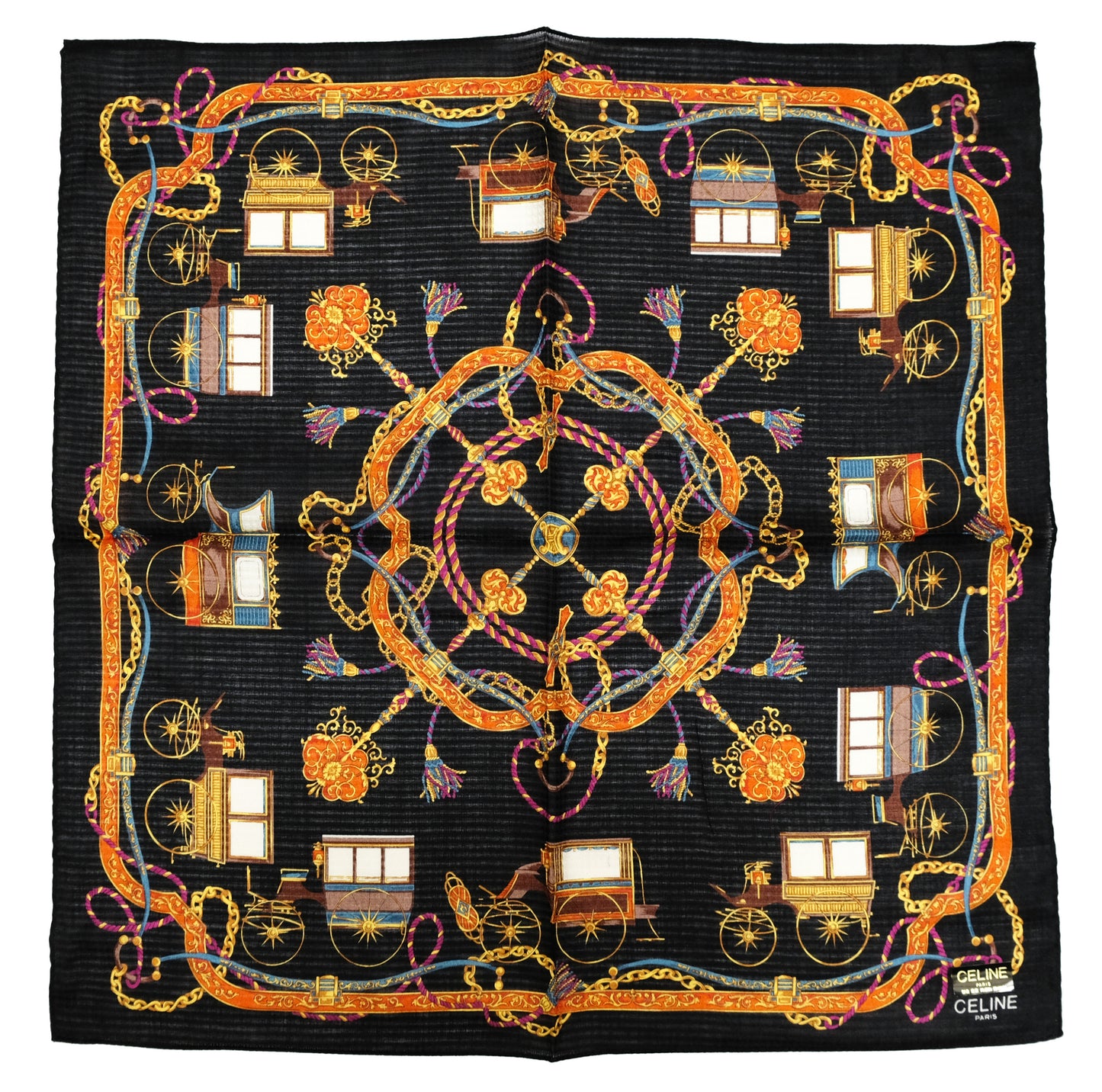 Celine Vintage Handkerchiefs with Carriage Print