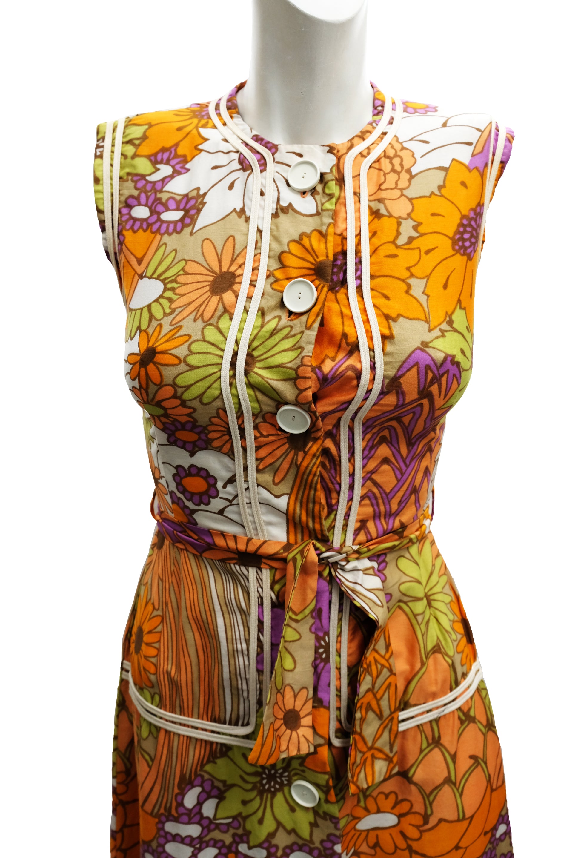 Gerald Davies Vintage  Trippy Floral Summer Dress, UK8-10