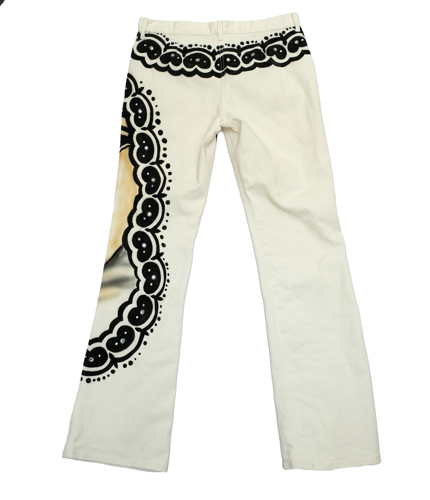 Iceberg Vintage White Hand Painted Weeping Madonna Jeans, UK10-12